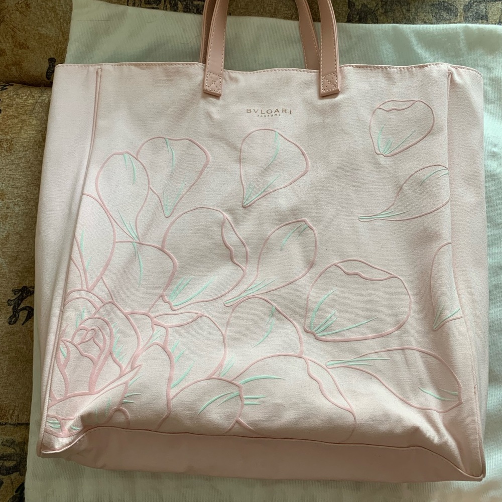 BVLGARI Parfums pink, blue and mint tote bag